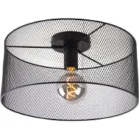 QAZQA Plafonnier industriel noir - Drum Mesh