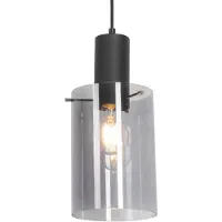 QAZQA Suspension vintage noire avec verre fumé - Vidra