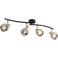 QAZQA Plafonnier Art déco doré avec verre fumé 4 lumières - Vidro