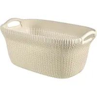 Curver Panier à linge Knit 40 L Blanc crème