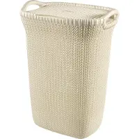 Curver Coffre à Linge 57 L Aspect Tricot - Blanc Cassé