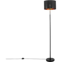 QAZQA Lampadaire intelligent noir avec rond doré avec WiFi A60 - VT