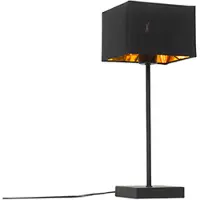 QAZQA Lampe de table moderne abat-jour en tissu noir avec or - VT 1