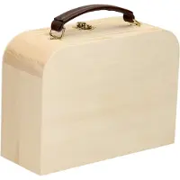 Gerkimex Mallette en bois avec poignée en cuir Pin
