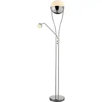 TRIO Lampadaire LED - Chrome - Blanc - Verre acrylique - Métal - 2 flammes - H 180 cm - avec bras de lecture