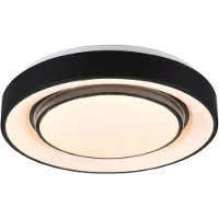 TRIO Plafonnier LED rond MONA noir et blanc 20 W, nuances de blanc, 2400 lm, métal, dimensions : 7,5 x 38 x 38 cm, IP20, RL