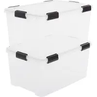 Iris Airtight Box Opbergbox - 50L - plastique - Transparent/Zwart - Set van 2 (39 cm, 50 l, 2x)