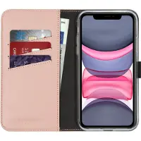 Selencia Étui portefeuille en cuir véritable pour Apple iPhone 11 - Dusty Pink