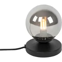 QAZQA Lampe de table moderne noire avec verre fumé - Athènes
