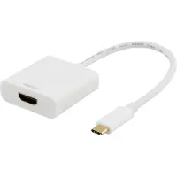 Deltaco USBC-HDMI7 Adaptateur graphique USB Blanc (HDMI, 10 cm), Adaptateur données + vidéo, Blanc