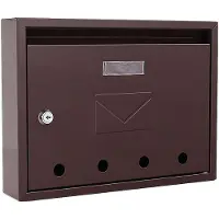 Rottner Boîte aux lettres Imola brun - tôle d'acier, avec porte-nom et fenêtres transparentes