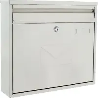 Rottner boîte aux lettres Teramo, montage mural, introduction des deux côtés, verrou nominatif, serrure à cylindre, 2 clés incluses, acier inoxydable, L 360 x P 80 x H 320 mm