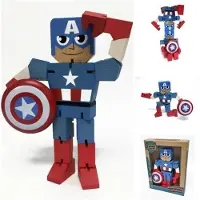 BEM'S HW Figurine En Bois Wood Warriors - Captain America