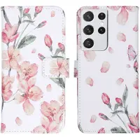 IMoshion Design Softcase Bookcase Samsung Galaxy S21 Ultra - Blossom Watercolor