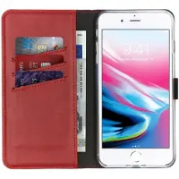 Selencia Étui portefeuille en cuir véritable Apple iPhone 8 Plus / 7 Plus - Rouge