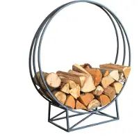 Neuveden Porte bûches rond - L 28,7 x l 81 x H 88,8 cm - Fer