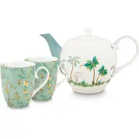 Pip studio Service à Thé Pip Studio Jolie Flowers Blue Large (3 Pièces)