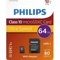 Philips Micro SDXC 64GB 80MB/s + SD Adapter