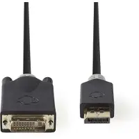 Nedis Câble DisplayPort DisplayPort mâle DVI-D 24+1 broches mâle 4K@30Hz Plaqué or 2.00 (2 m)