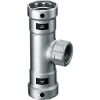 Viega Té Megapress 1 "x3/4 "x1" en acier au carbone revêtu de zinc/nickel, avec manchon de compression