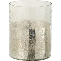 J-Line Photophore classique craquele verre transparent/argent small