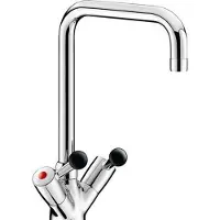 Delabie MBatt. Mitigeur monobloc 1 trou 45 l/min, bec pivotant L300, bouton sphérique en bakélite