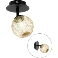 QAZQA Spot noir avec or orientable - Athènes Wire