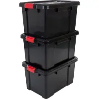 Iris Lot de 3 boîtes de rangement avec fermeture clic - Power Box - SK-450 - Plastique - Noir - 50 L - 59 x 38, 5 x 31, 8 cm