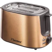 Bestron Grille-pain ATS1000CO - 1 000 W - 7 niveaux de brunissage - 2 fentes pour 2 tranches de pain - Cuivre - Garantie de 5 ans