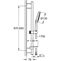 GROHE Barre de douche Rainshower 130 SA 900mm 3 jets EcoJoy chromé
