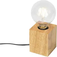 QAZQA Lampe de table rustique en bois naturel - Bloc