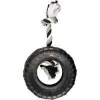 Flamingo Gladiator Rubber Tire & Rope Dog Toy Argenté 20 cm