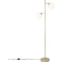 QAZQA Lampadaire Art Déco doré avec verre opale 2 lumières - Pallon