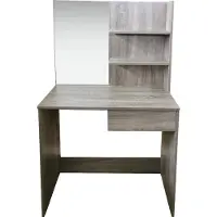 Vdd Table de maquillage, Coiffeuse avec miroir, 80x50x141cm, Marron