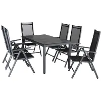 Casaria Ensemble de jardin 6 + 1 chaises pliantes Table de jardin – Aluminium 140x80cm - Gris