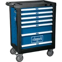 Scheppach Chariot d'atelier TW1000 Chariot à outils Armoire d'atelier avec 4 roulettes | incl. 263 pcs. d'accessoires | verrouillable et mobile | 7 tiroirs