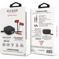 GUESS bundle pack Whiteh earplugs and bluetooth speaker - rouge