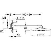 GROHE Rainshower SmartActive 310 Cube Douche de tête - 31x31cm - 2 types de jets - bras mural 43cm - supersteel 26479dc0