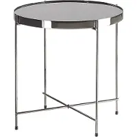 Beliani Table basse noire / argent verre métal ronde ø40 cm classique élégante multifonctionnelle salon