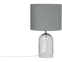 Beliani Lampe de table Gris Verre fumé 44 cm Abat-jour rond en tissu Forme de vase Câble avec interrupteur Design minimaliste