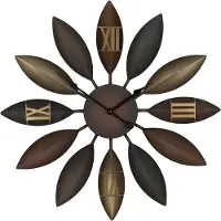 Beliani Horloge murale fer brun doré ø 55 cm forme ronde motif floral style rustique moderne accessoires