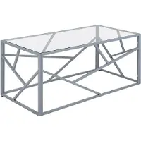 Beliani Table basse en métal argenté avec plateau en verre au design géométrique Glam