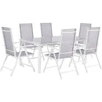 Beliani Ensemble De Jardin 6 Places En Aluminium Gris Catania
