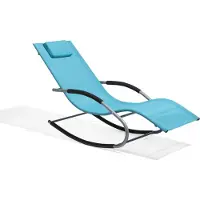 Beliani Chaise longue de jardin turquoise, assise et dossier en résille avec appui-tête, structure en acier, style moderne