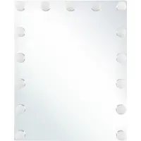 Beliani Miroir de Toilette Mural avec LED Blanc 40 x 50 cm Rectangulaire Dressing Table Hollywood Light Bulbs