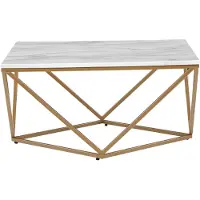 Beliani Table basse beige avec or 80 x 80 cm cadre métallique aspect marbre forme géométrique carré moderne