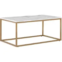 Beliani Table basse beige or 60 x 100 cm plateau rectangulaire en MDF aspect marbre moderne
