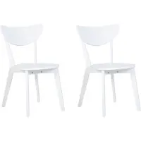 Beliani Lot de 2 chaises de salle à manger, plateau en MDF blanc et pieds en bois, dossier arrondi, style scandinave