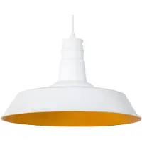 Beliani Suspension en métal blanc et jaune avec abat-jour en forme de coquille, style industriel moderne, pour salle à manger, cuisine-séjour ou salon