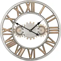 Beliani Horloge murale argent or fer chiffres romains Ø 46 cm design industriel